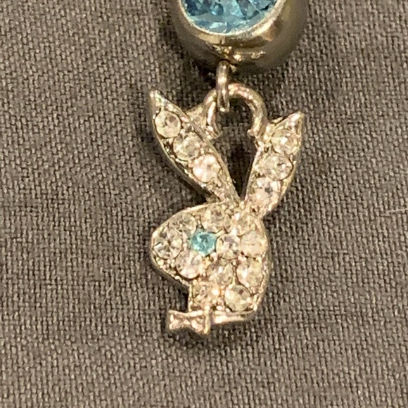 Belly Button Ring - blue playboy rhinestones - Picture 4 of 8